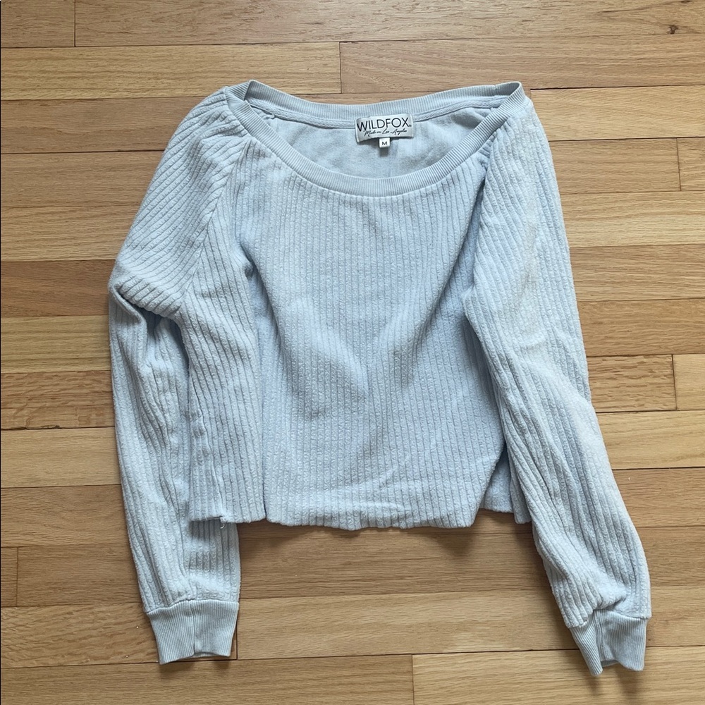 Wildfox Heather light Blue Gray Long Sleeve Top size M - Picture 2 of 12